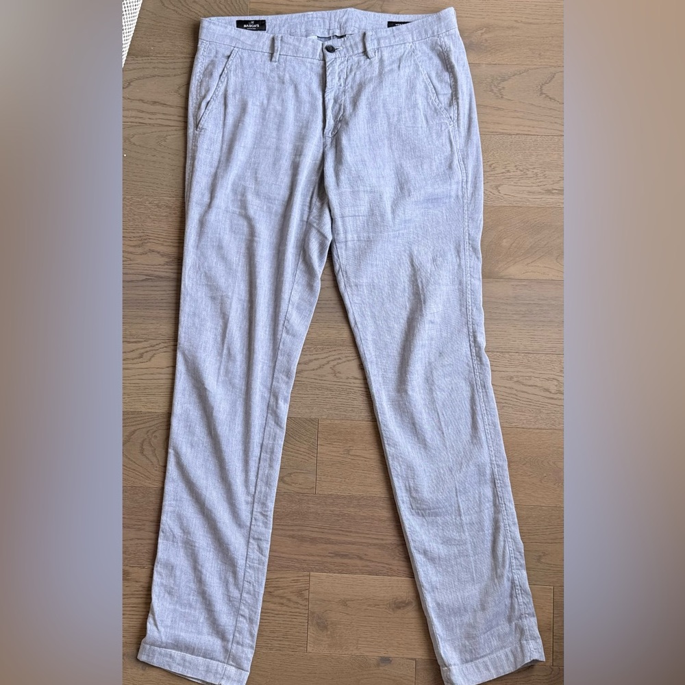 Mason’s Torino Style Linen Blend Casual Dress Trousers Light Blue EU 52 Italy